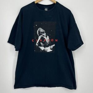 Eric Clapton 2004 World Tour T-Shirt Mens XXL Black Graphic Concert Rock Tee Vtg